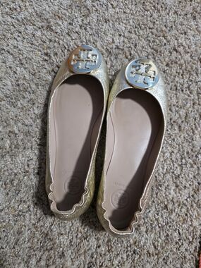 Tory Burch Gold Metallic Reyna Ballet Flats